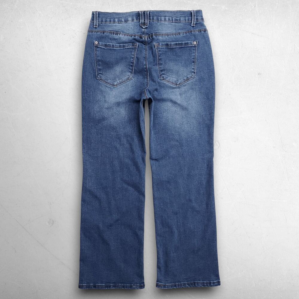Curve Appeal High Rise Kick Flare Ankle Jeans Faded Stretch Women 6 Blue - Picture 2 of 11